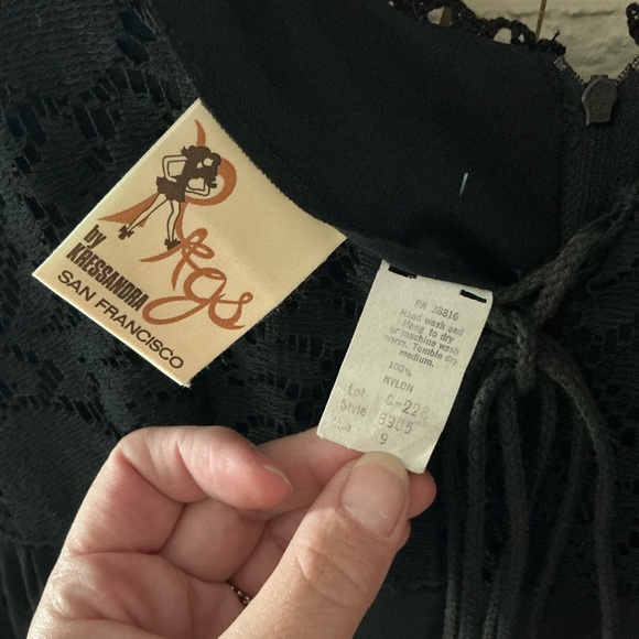 Vintage 1970’s Black Lace up front, long sleeve dress - Picture 5 of 7